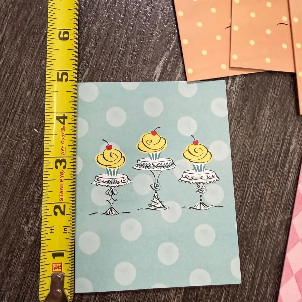 Papyrus Cupcake Note Cards Stationery Set Pink Whimsical Boxed 9 Count